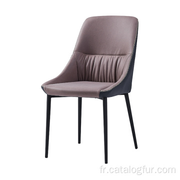 Chaise de salle à manger empilable tubulaire en aluminium marron moderne en tissu beige imitation bois recouverte d&#39;un coussin moelleux